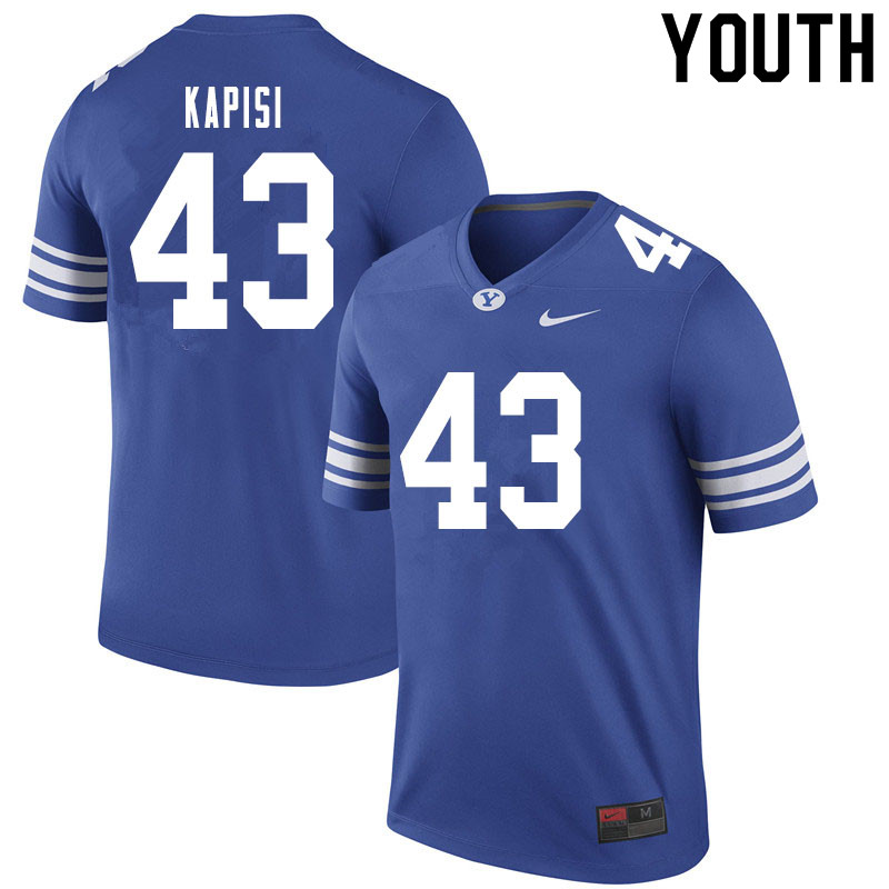 Youth #43 Jared Kapisi BYU Cougars College Football Jerseys Sale-Royal